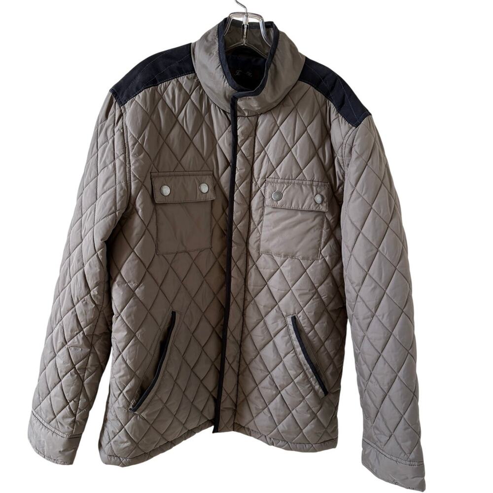 Tasso Elba Jacket Quilted Brown with faux Suede Accents Men's Size M